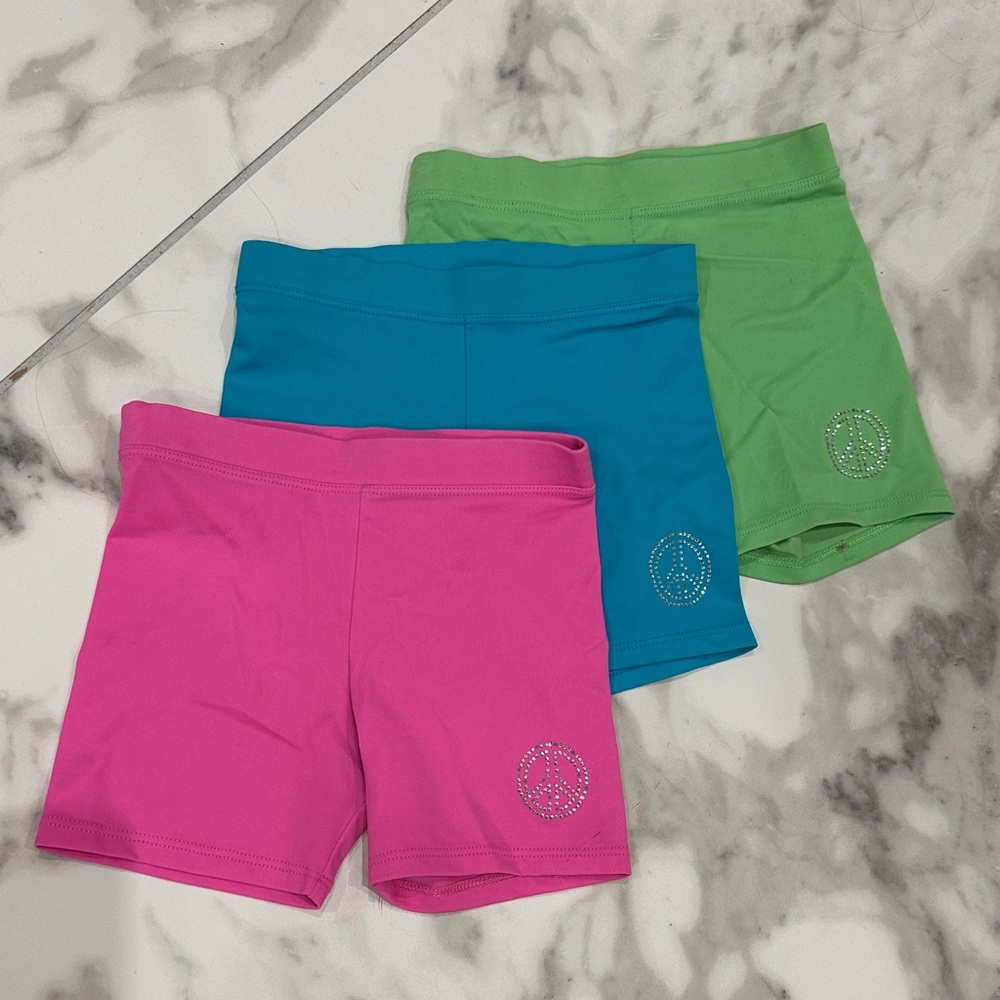 Lucky & Me Girls Dance “Ella Shorts” 3-Pack Trio - Pink, Blue, Green